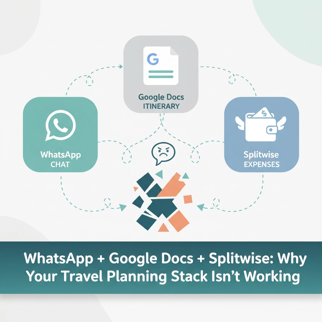 WhatsApp + Google Docs + Splitwise: Why Your Group Travel Planning Stack Isn't Working